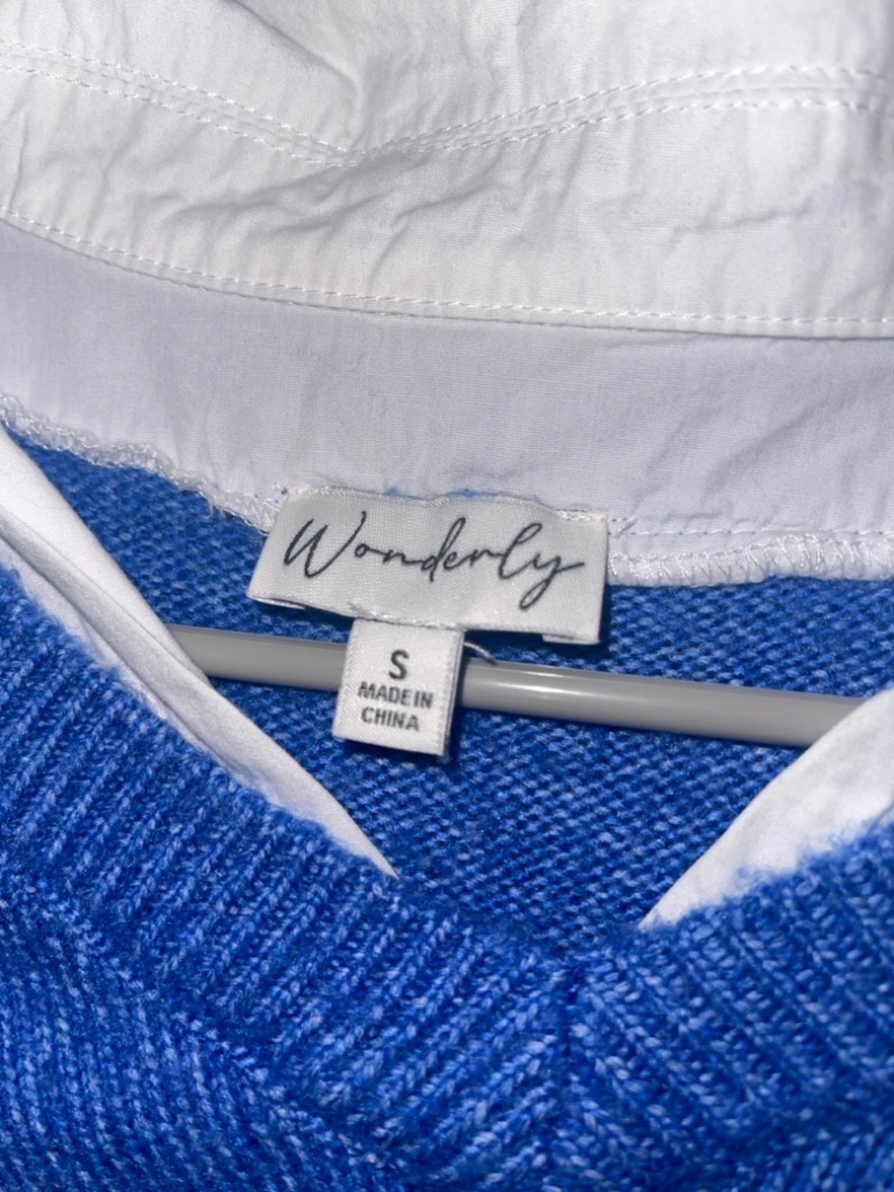 Wonderly Blue Crew Neck Knit Sweater